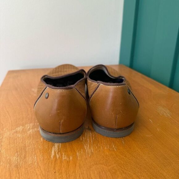 Ted Baker Men’s Oshua Perforated Suede Cognac Brown Leather Slip on Loafers - Picture 4 of 10